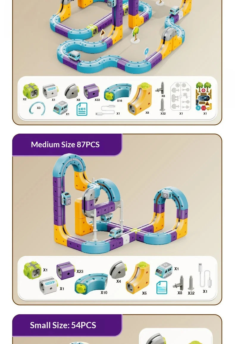 Magnetic Building Blocks Track Car Variable Assembled Track Puzzle Educational Toy For Adult Family Interactive Game School Gift