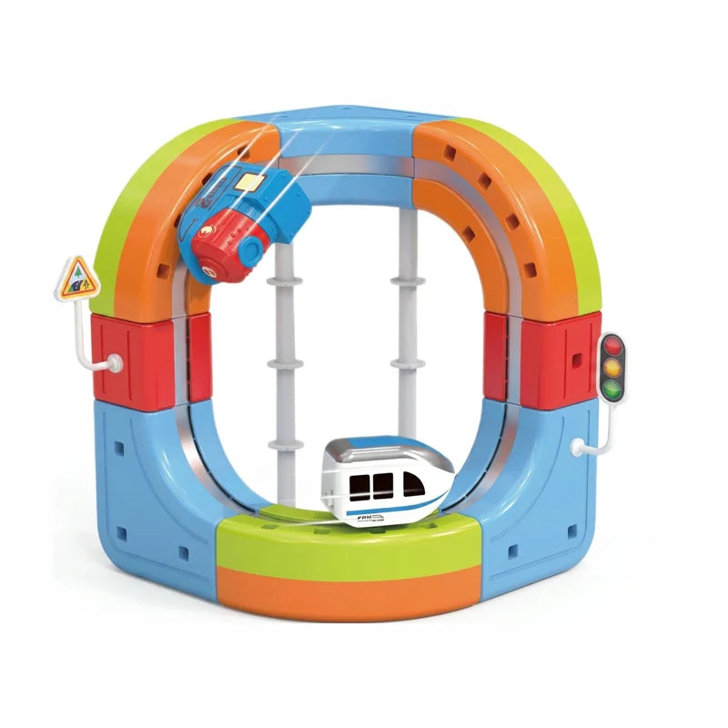 DIY Electric Magnetic Track Set with Anti-Gravity Vehicles 100+Pcs STEM Construction Railway Building Blocks Toy Gift for Kids