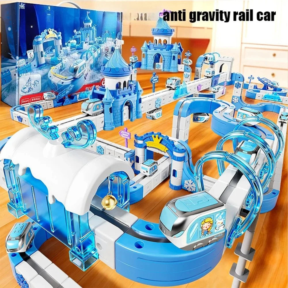 Magnetic Race Track Building Blocks Set DIY Assembled Castle Track Car Toy Creative Magnetic Track Vehicle Construction Kit