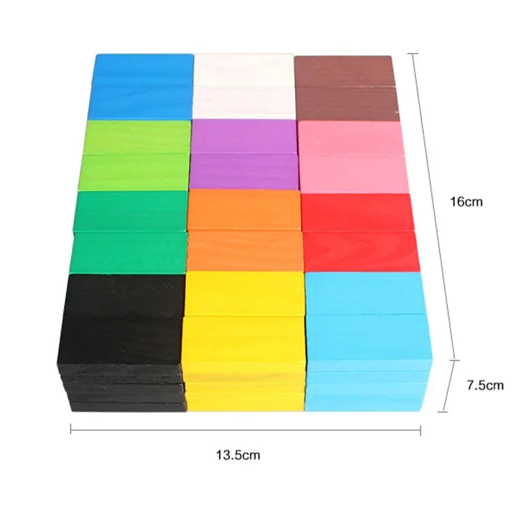 120/240Pcs Children Color Sort Rainbow Wooden Domino Building Blocks Kits Early Bright Dominoes Games Educational Toys Gifts