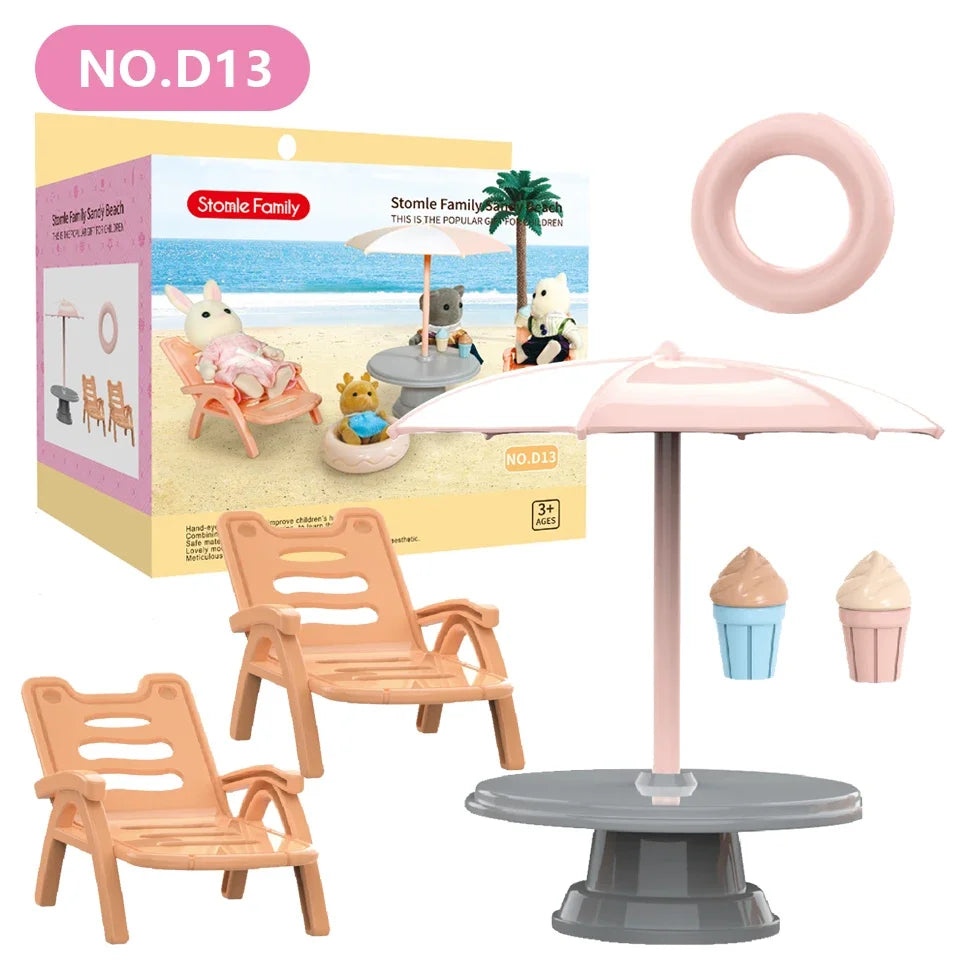 Toys Doll Forest Family Montessori Kitchen Miniature Doll House 1/12 Toy Kitchen Accessories Dollhouse Furniture Toys for Girls