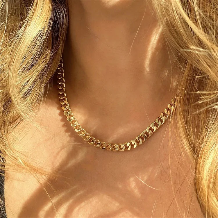 3/5/7/9/11mm Width Stainless Steel Men Women Six-side Chain Necklace Gold Silver Plated Unisex  Jewelry Wholesale Drop Shipping