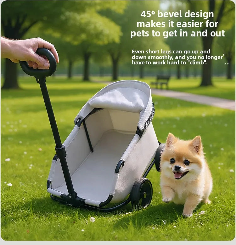 Foldable Small Pet Stroller Cart Lightweight Oxford Dog Cat Carrier Trolley Telescopic Pull Wagon Outdoor Walking Shopping