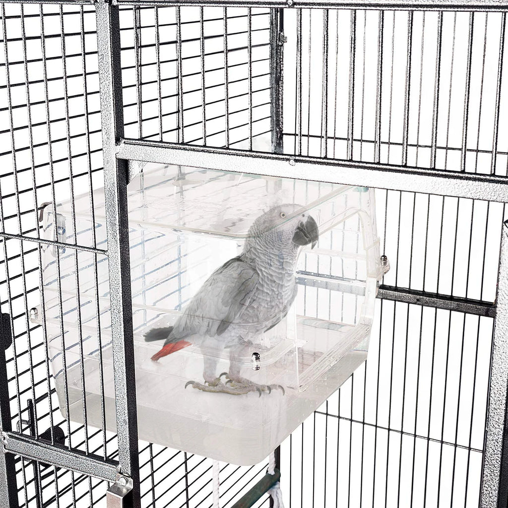 Colorday Large Fully Transparent Bird Bath for Cage, Parrot Shower for Birds Bathtub Swimming Pool Box Supplies Accessories