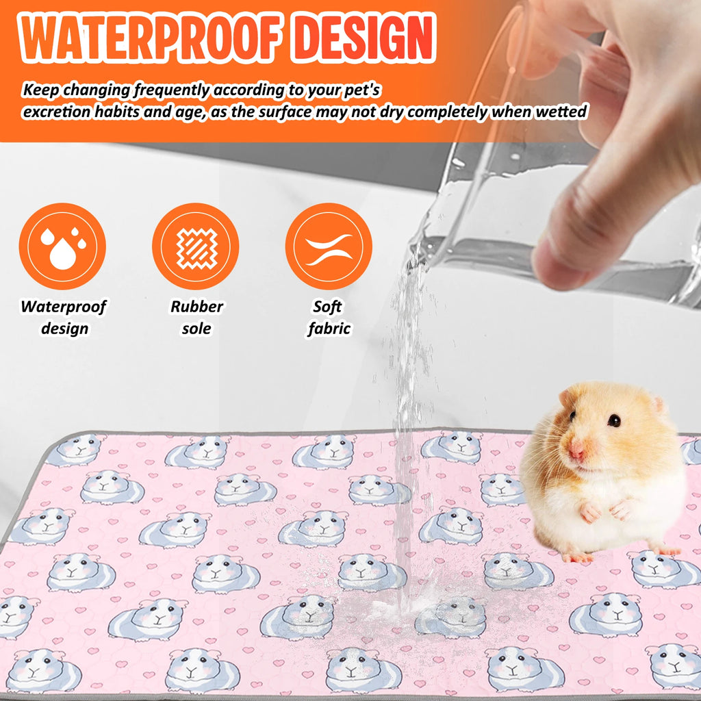 2Pcs Guinea Pig Cage Liner Reusable Washable Rabbit Absorbent Mat Waterproof Hamster Pee Pad for Guinea Pig Rabbit Hedgehog