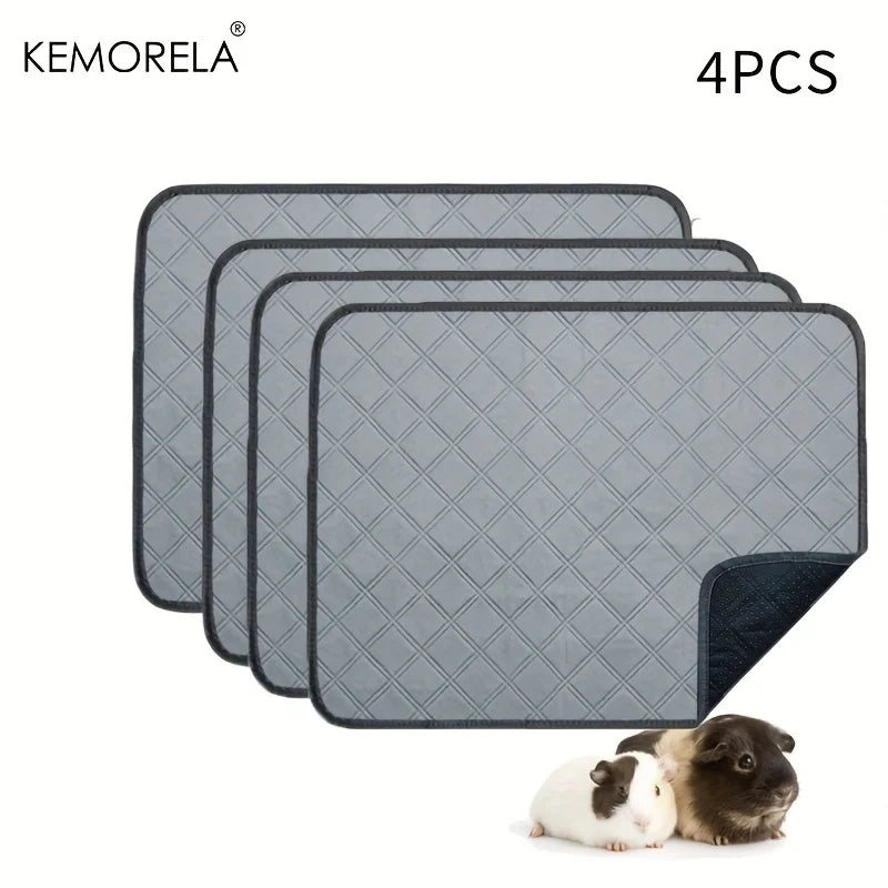 4PCS Guinea Fleece Cage Liners Washable Reusable Anti-Slip Absorbent Pee Pads Small Animal Care Mat for Pet Hamsters Rabbits