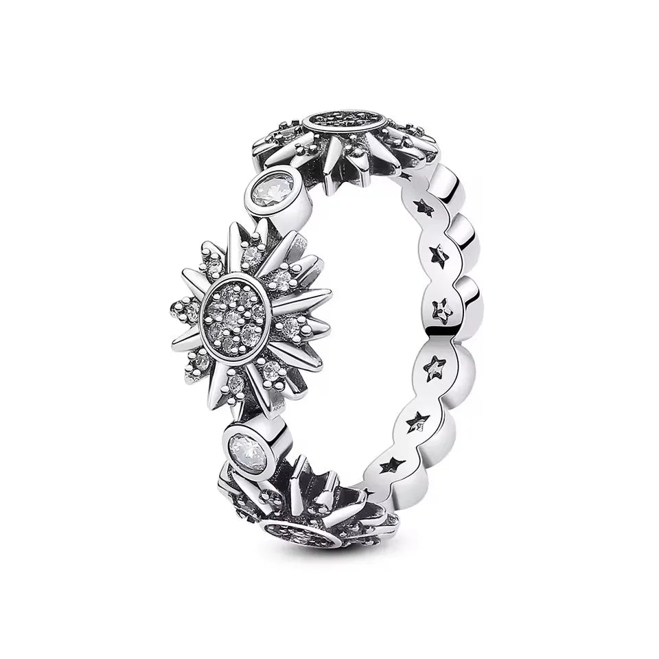 Christmas 925 Sterling Silver Crown Heart Flower Wing Zircon Sparkling Rings For Women Fine Jewelry wedding Anniversary Gifts