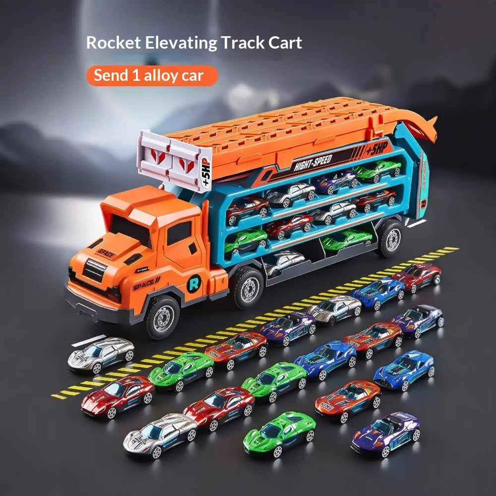 Large Size Inertia Sliding Engineering Vehicle Toy 3D Lifting Track Automobile Playset Perfect Birthday and Festival Gift