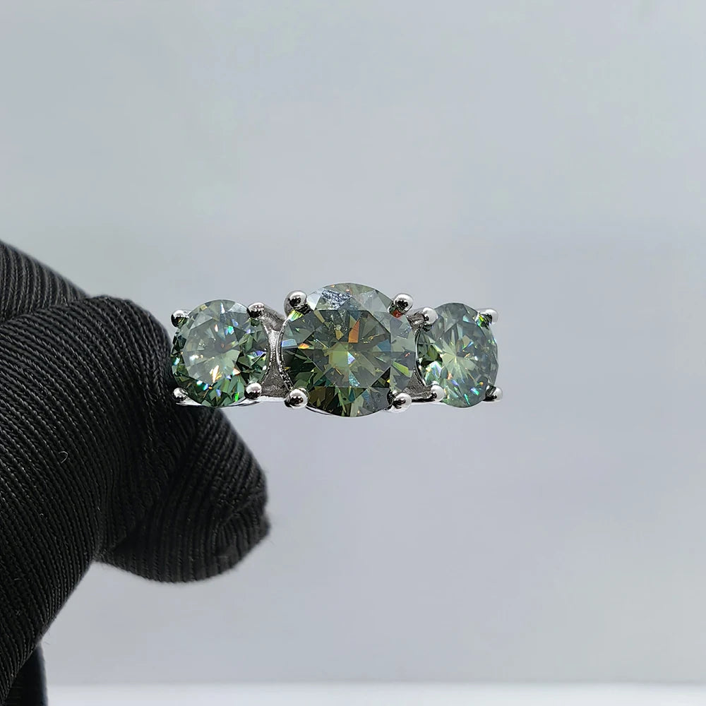JoyceJelly S925 Sterling Silver Colors Moissanite Ring 2CT 4CT Total Full Moissanite Diamond Jewelry For Wedding Engagement Gift