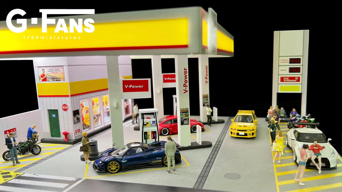 GFans 1/64 Scale Car Garage Miniatures Model Car Parking Lot Diecast Scene Display Vehicle Scene Toy Background Collection