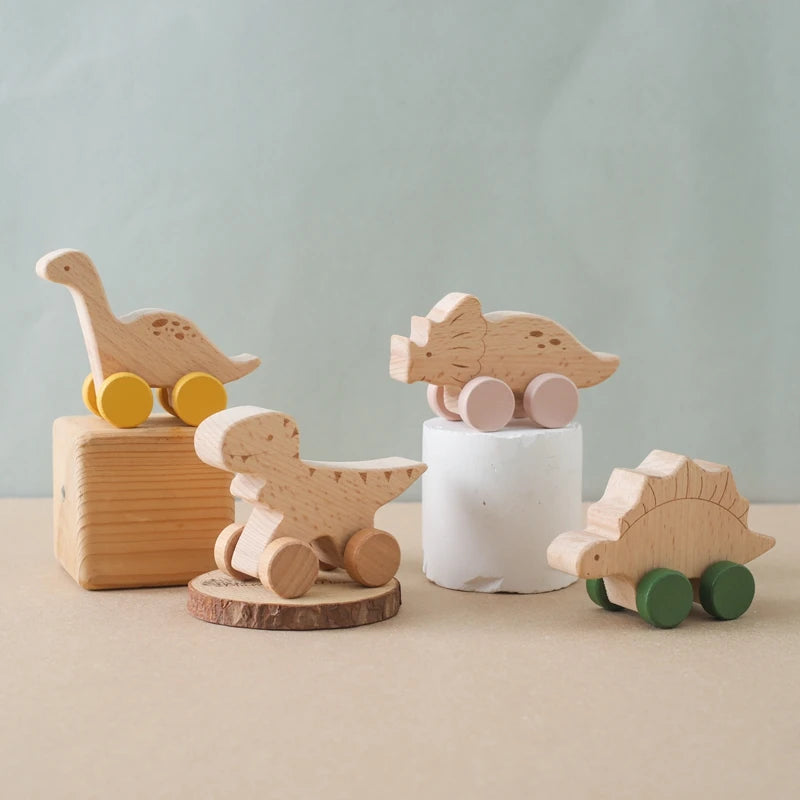Wooden Montessori Toys Animal Block Dragging Stars Moon Surround Train  Hand Coordination Stacking Toy Handmade Decoration Gifts