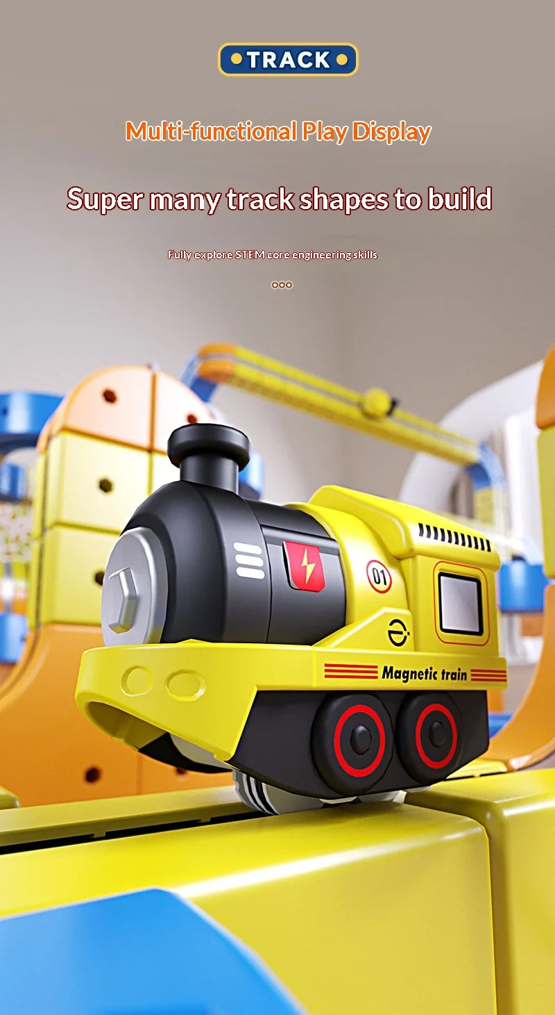 Educational Anti-Gravity Magnetic Building Blocks High-Speed Railway Toy Train Set Changeable Tracks Interactive Play Vehicle