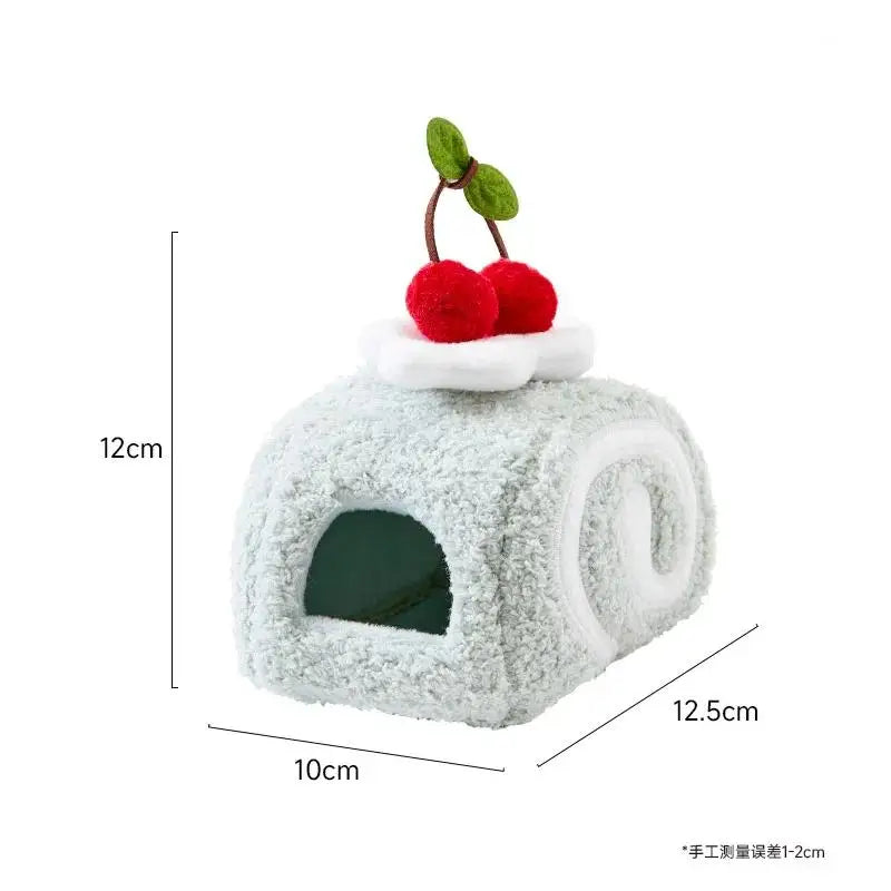 Cute Desserts Cake Plush Hamster House Small Animal Cage Landscaping Supplies Mouse House Small Pet Nest Pet Toy Hiding House