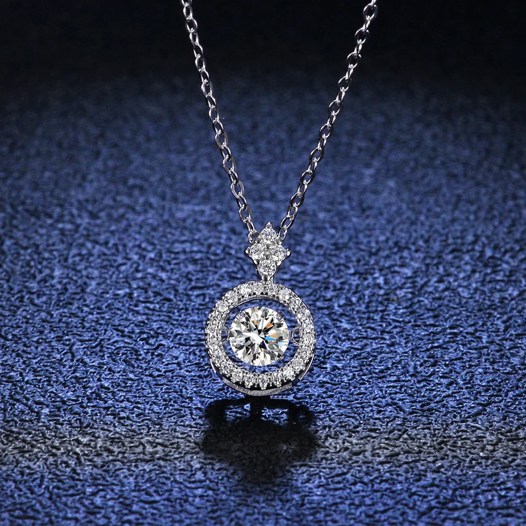BIJOX STORY 1 CT Moissanite Pendant For Women Simulated Diamond Necklace S925 Sterling Silver Jewelry Girl Valentine's Day Gift