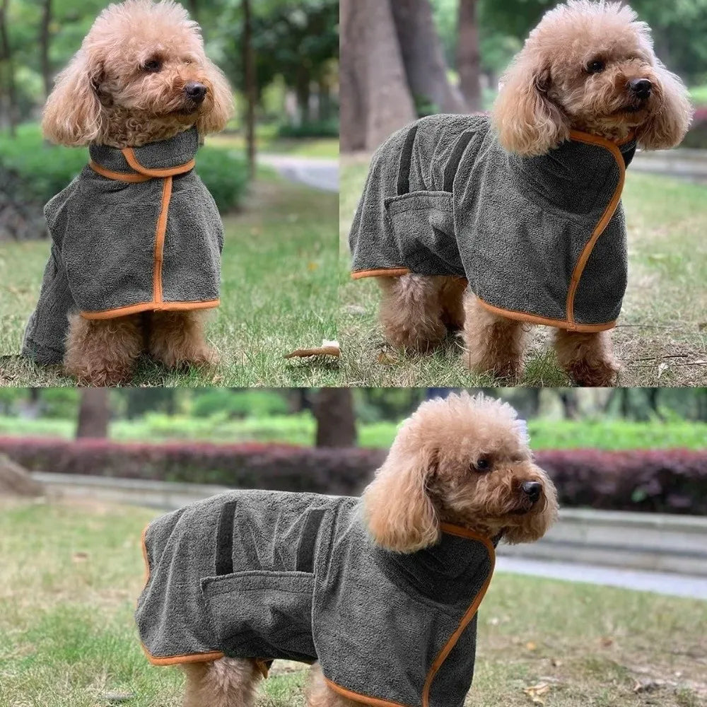 Pet Product Absorbent Dog Bathrobe Quick Drying Soft Fiber Dog Bath Towel Adjustable Pet Absorbent Bathrobe Large Small Dogs