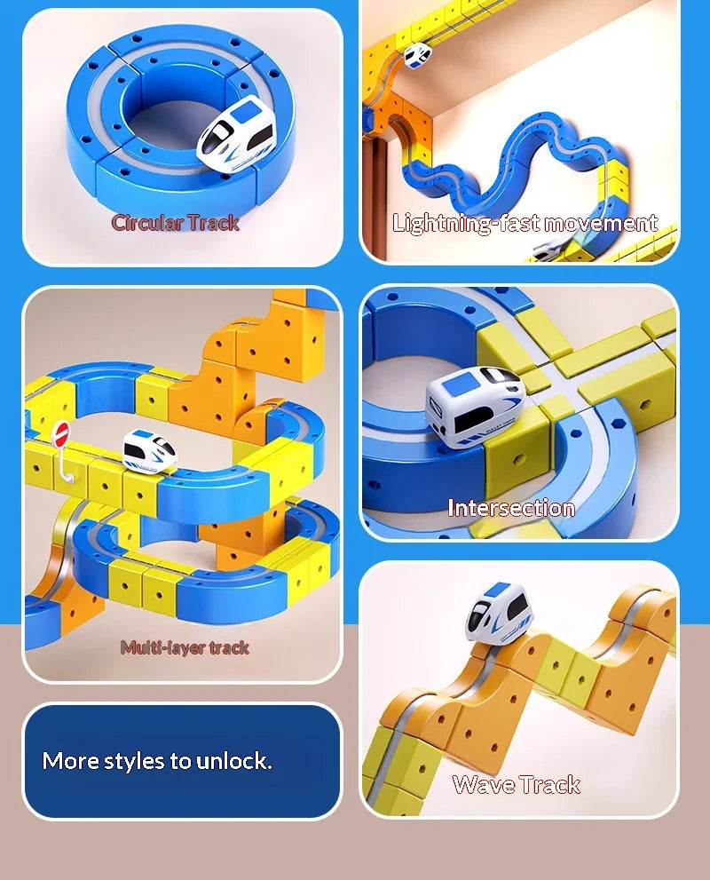 Educational Anti-Gravity Magnetic Building Blocks High-Speed Railway Toy Train Set Changeable Tracks Interactive Play Vehicle