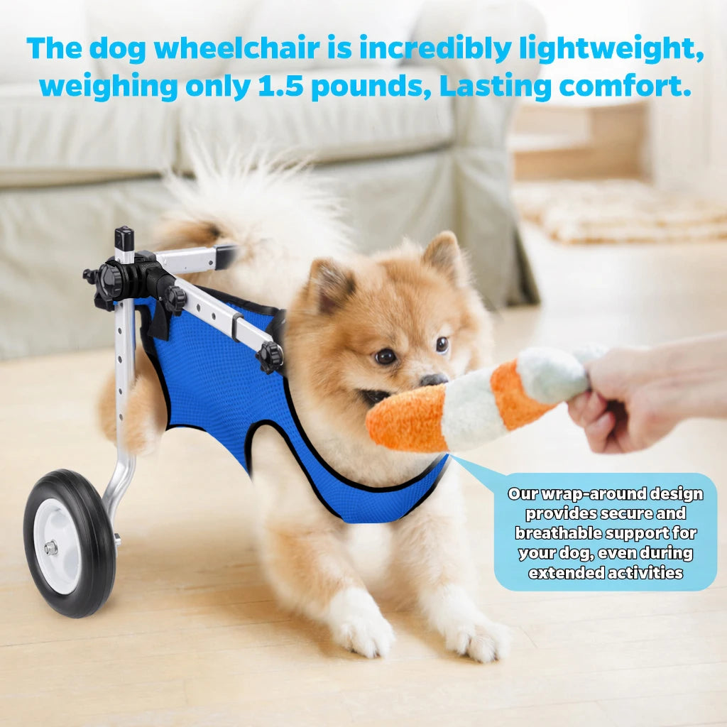 Pet Hind Leg Rehabilitation Assistance Harness and Traction Set, Mobility Aid Wheelchair for Disabled Pets with Traction Rope, Silicone Water Bowl and Waste Bag Combo, Total Traction Rope Length 96.8inch Cm, Suitable for Smal