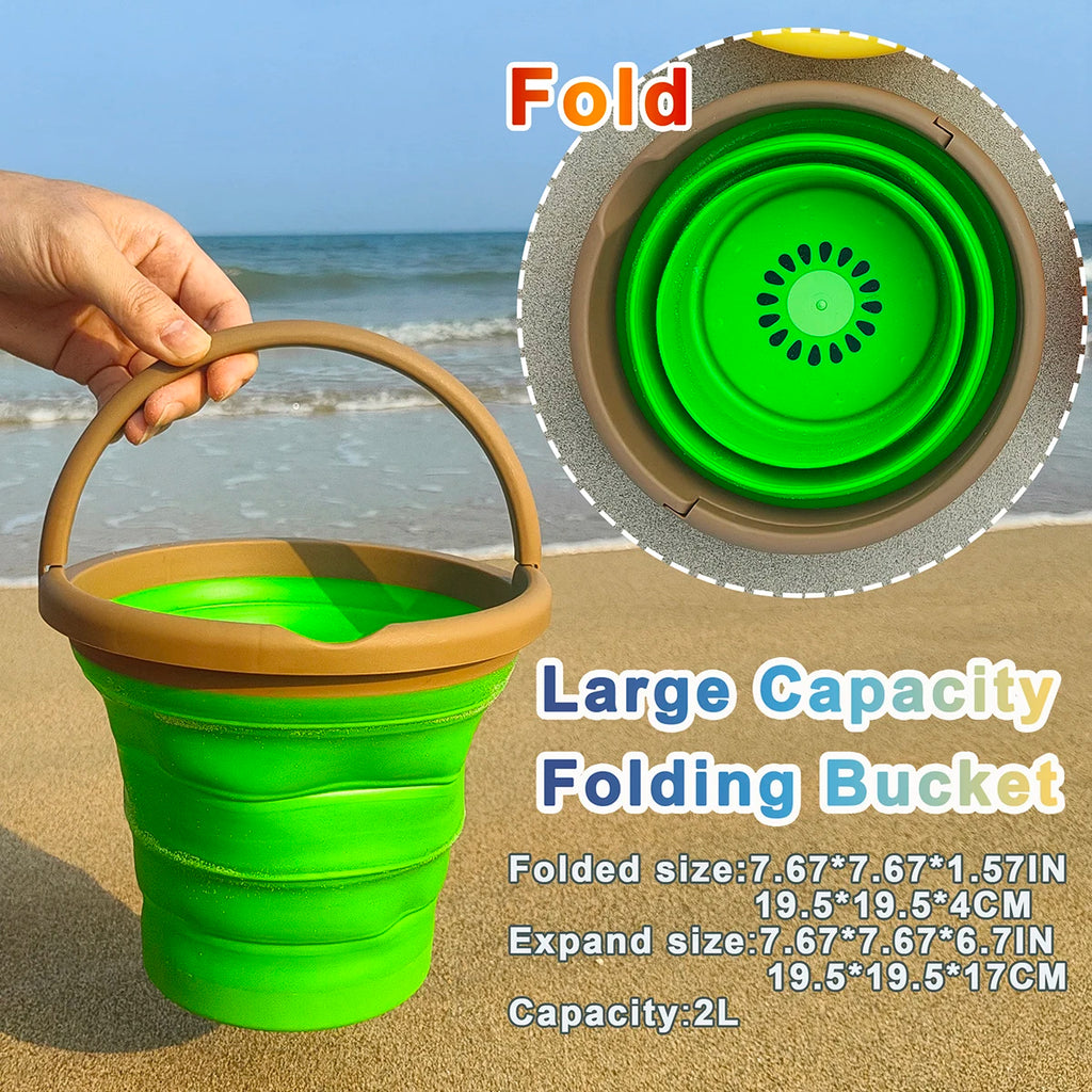 Kids Kitchen Folding Bucket Pretend Play Storage Fruit Children Play Outdoor Fun Education Toys For Boys Girls Beach Gifts