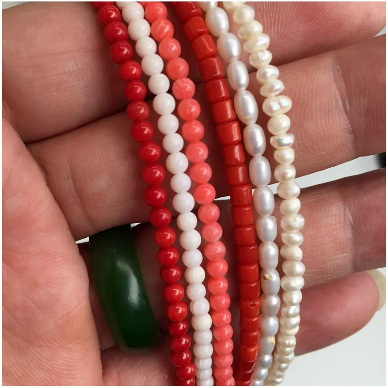 Trendy Love Pearl Red coral Necklace Female Personality Travel Party Fashion Clavicle Necklace Accessories collar perlas collar