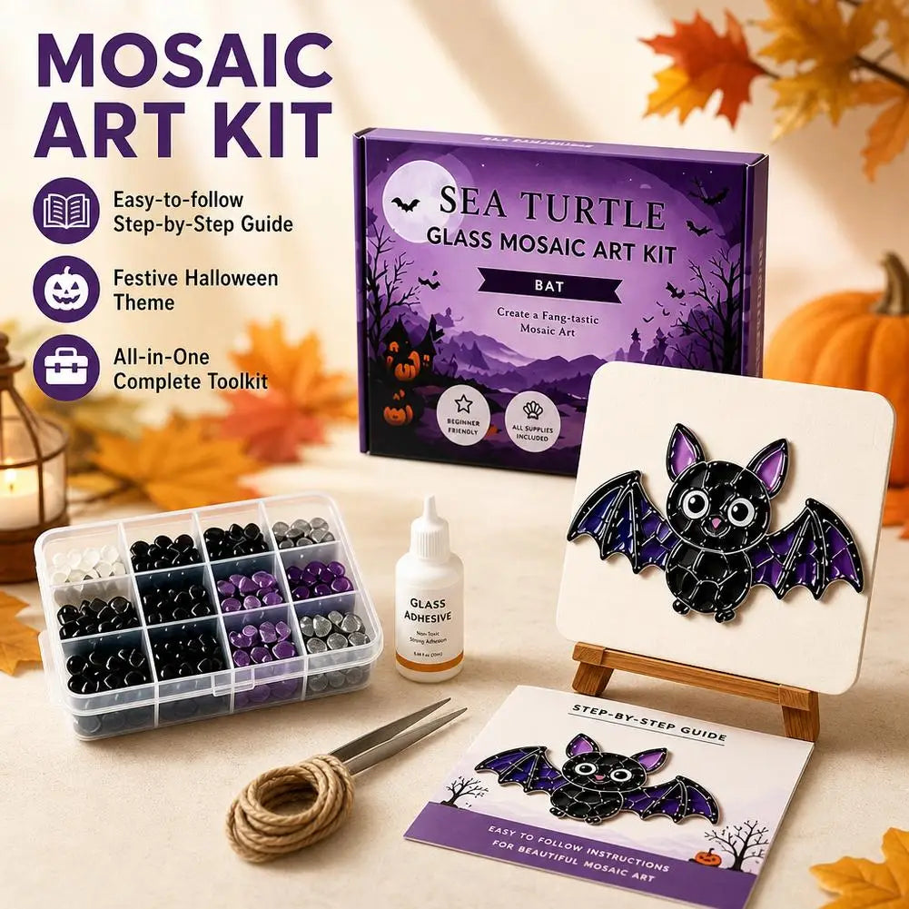 Halloween Sea Glass Mosaic DIY Art Kit for Adults Xmas Themed Seaglass Craft Set Handmade Christmas Sea Glass Art Kit Home Decor