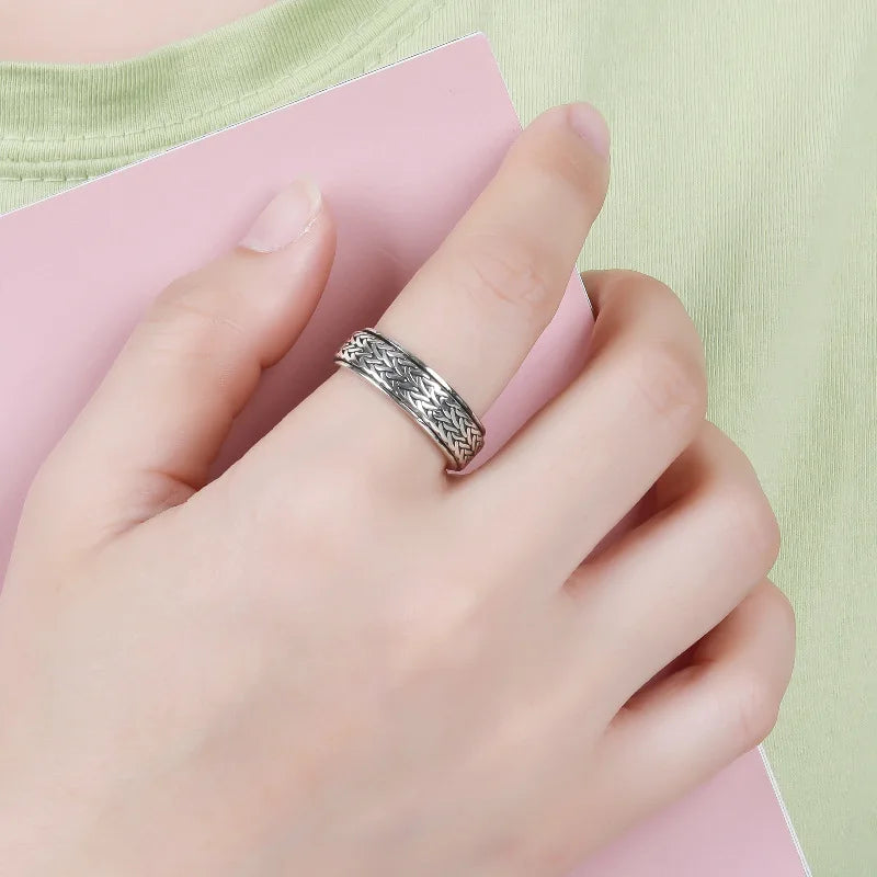 Fashion Simple S925 Sterling Silver Ring Elegant Rotating Rings for Stress Management and Fashion Enthusiasts Creativity Jewelry