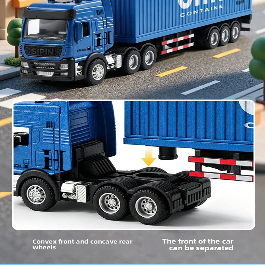 1pc Child 1:24 Engineering Vehicle Diecast Toy Car Model Light Detachable Body Toy for Kid Birthday Gift Collection Decoration