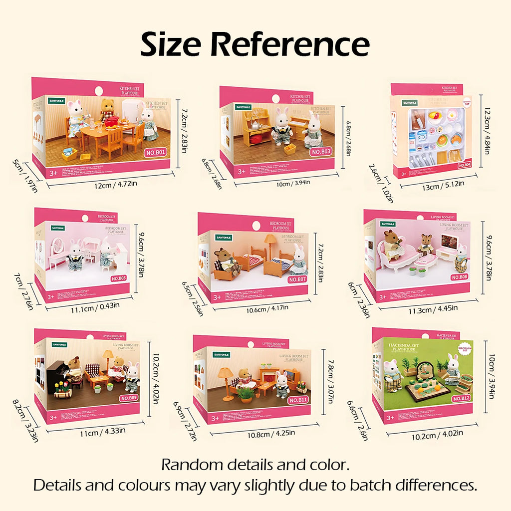 Miniature Furniture 1:12 Dollhouse Kitchen Livingroom Bedroom Set DIY Scene Doll Play Decoration Girl Toy House Gift