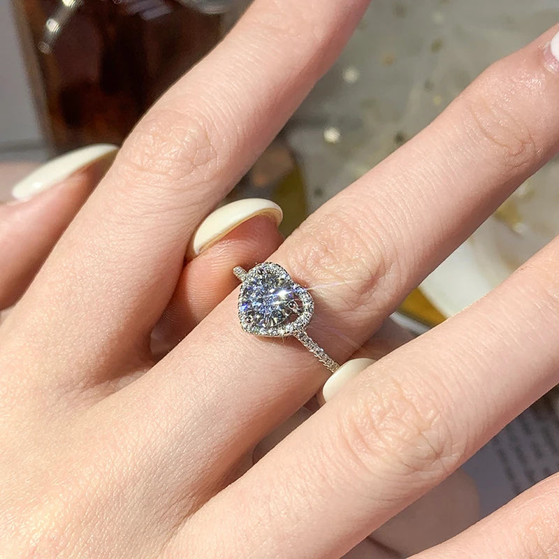 100% Real Moissanite Ring Adjustable Size S925 Sliver D VVS1 Pass Diamond Test Pen GRA Certificate 18K Plating Rings for Women