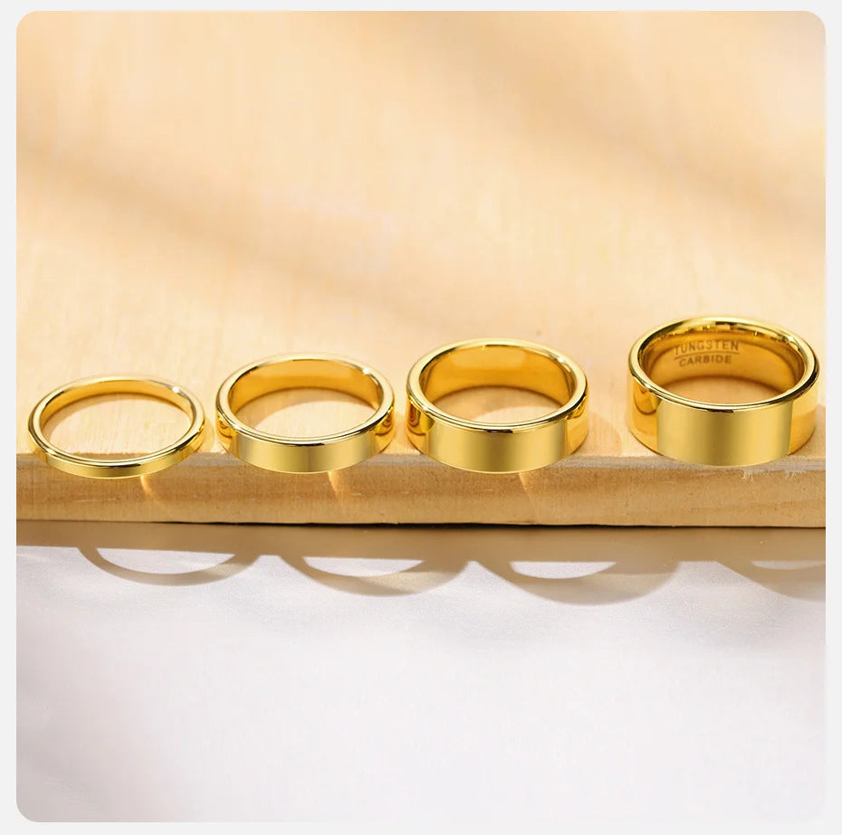 Vnox 2/4/6/8mm Tungten Ring for Men Women, Baisc Simple Gold Color Wedding Band, Anti Scratch Minimalist Ring