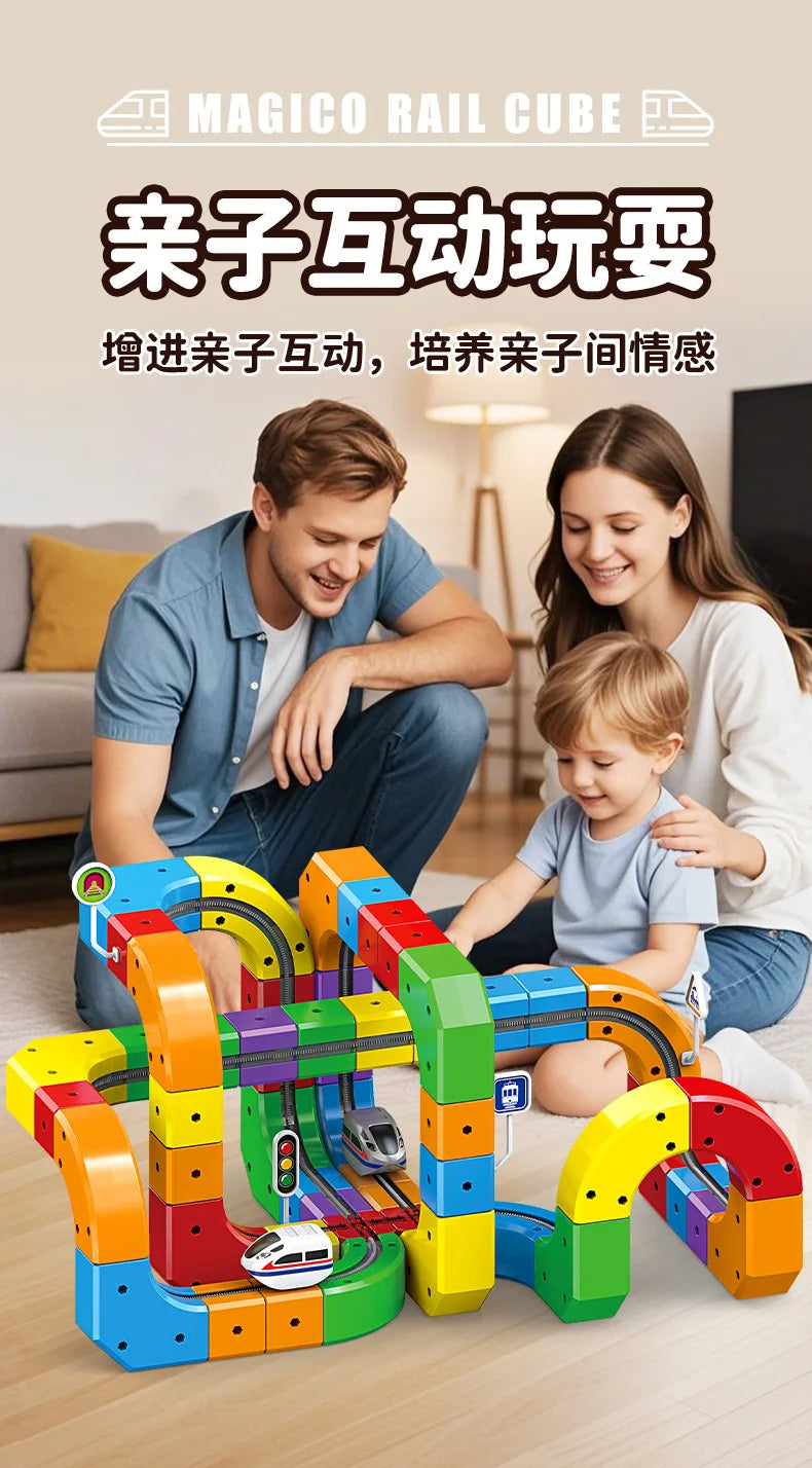 Electric Magnetic Track Set with Anti-Gravity Vehicles 100+ Piece STEM Building Toy Creative DIY Railway Model Gift For Kids