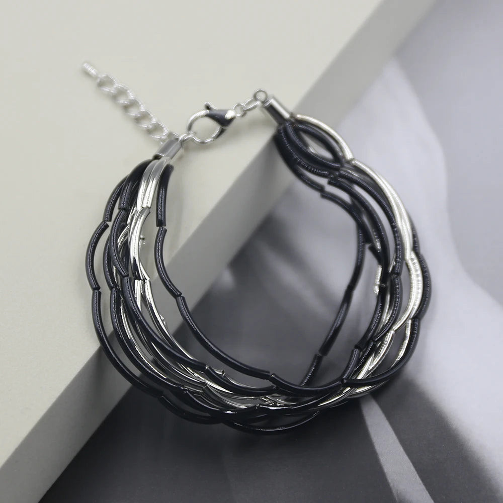 STRATHSPEY Fashion New Long Irregular Copper Tube Necklace For Women Statement Chunky Multi Lay Jewelry