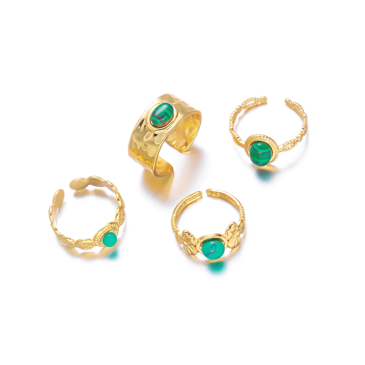 Stainless Steel French Vintage Ethnic Color Gemstone Ring for Women Punk Personality Stackable Open Finger Ring Hand Jewelry