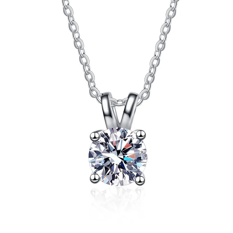 JoyceJelly 1ct 2ct Moissanite Pendant Necklace For Women Top Quality 925 Sterling Silver Wedding Party Bridal Fine Jewelry Gift