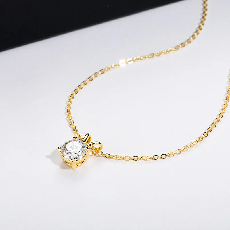 JoyceJelly 1ct 2ct Moissanite Pendant Necklace For Women Top Quality 925 Sterling Silver Wedding Party Bridal Fine Jewelry Gift