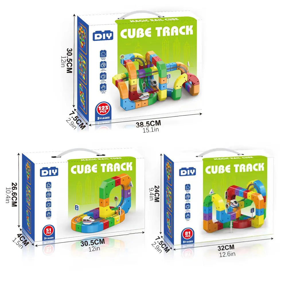 Electric Trains Set Flexible Race Track for Kids 123pcs Car Track for Toddlers 3-5 Building Toy STEM Learning Kit