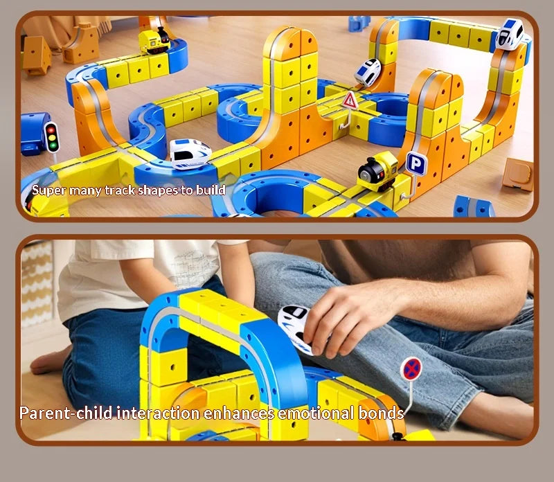 Educational Anti-Gravity Magnetic Building Blocks High-Speed Railway Toy Train Set Changeable Tracks Interactive Play Vehicle