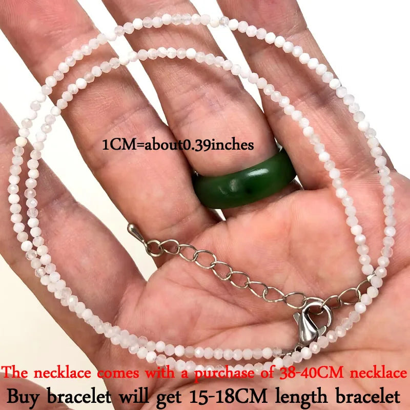 2024 New Boho 2mm Natural Stone Crystal quartz Necklace Bracelet Small Chain Ladies Fashion Accessories Charm Jewelry Accessorie