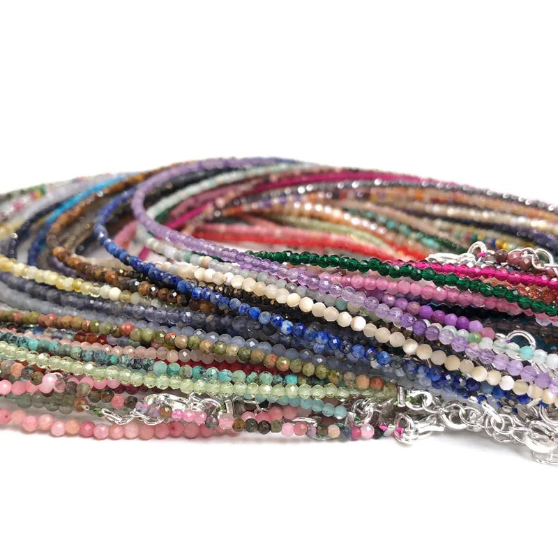 Fashion Women Bracelet necklace 2-3mm mini Cut angle beads tourmaline agate zircon natural pearl crystal Beaded Jewelry gift