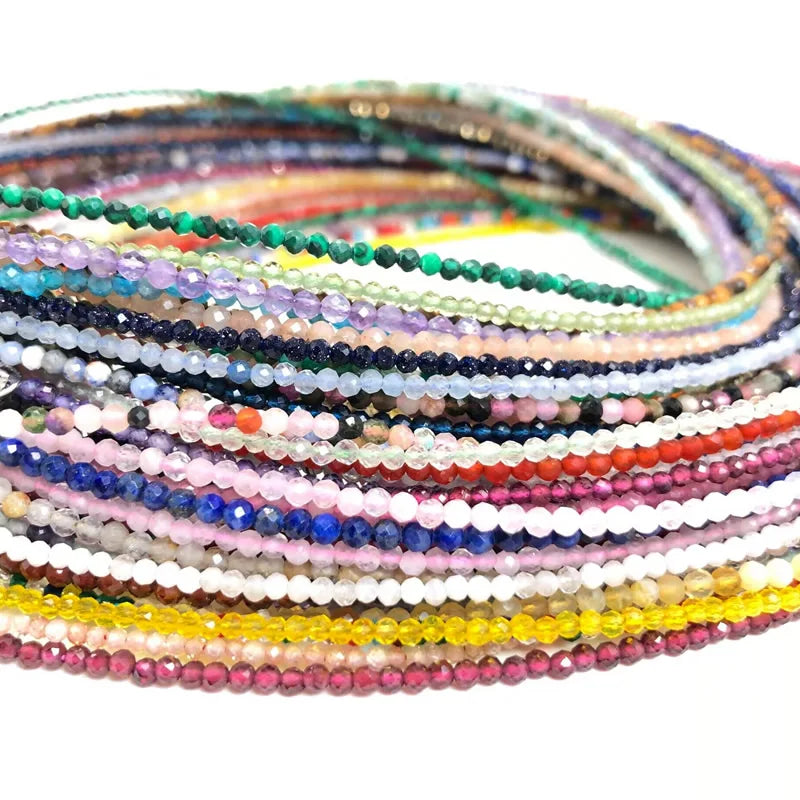 2024 New Boho 2mm Natural Stone Crystal quartz Necklace Bracelet Small Chain Ladies Fashion Accessories Charm Jewelry Accessorie