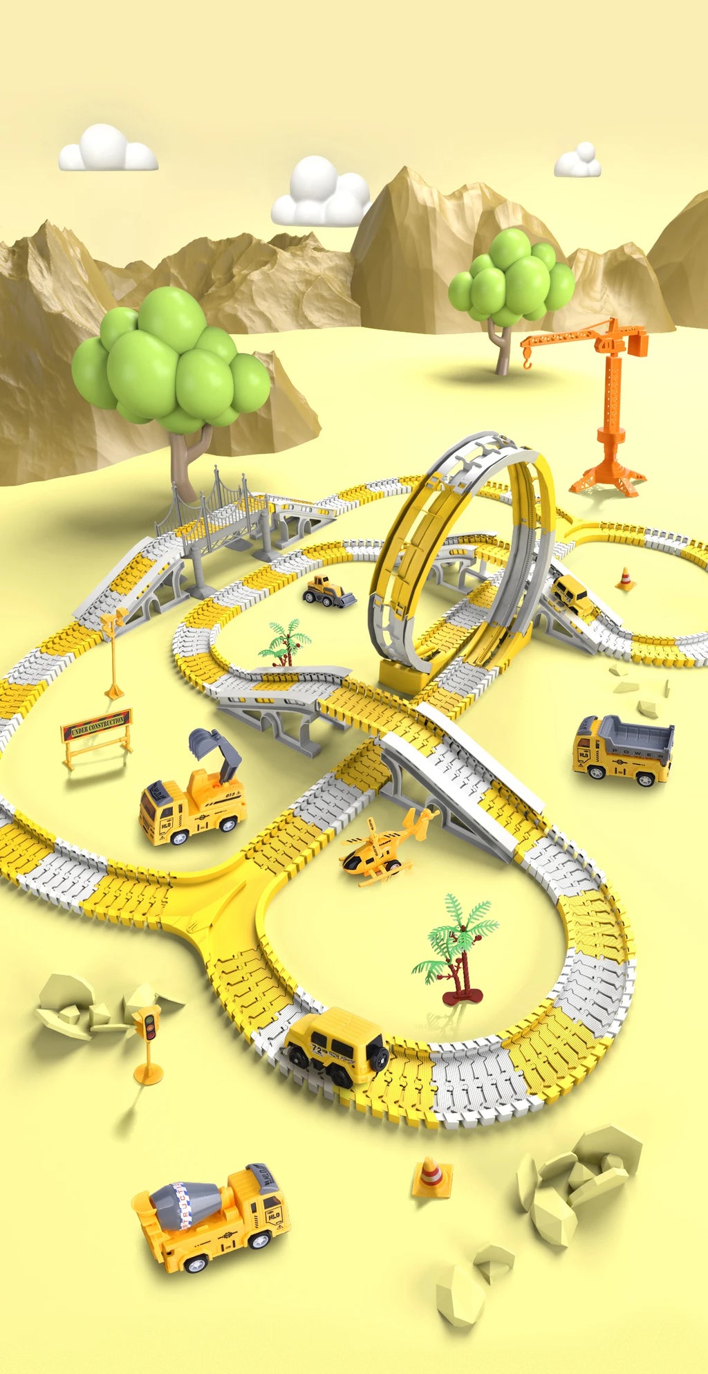 DIY Building Block Track Splicing Puzzle Toy, Electric Track Toy Engineering Minin Car Set Puzzle Kids Toys Track Car Train Toys