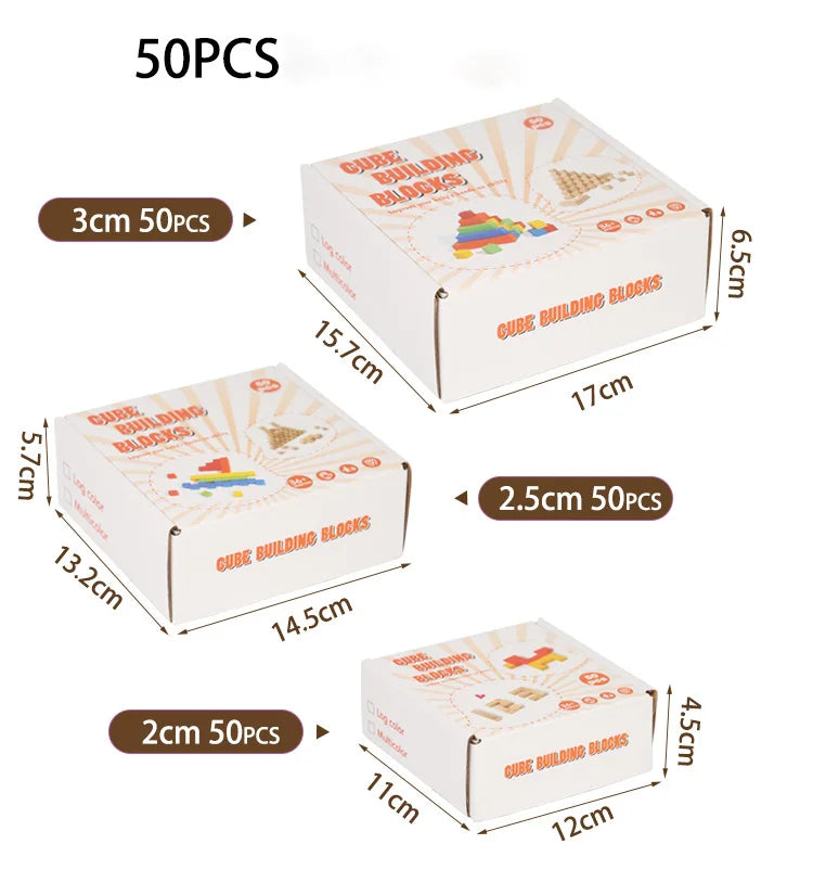 50/100pcs Colorful Cubes Wooden Building Blocks Stacking Up Square Wood Toy Baby Shape Color Learning Toys for Children