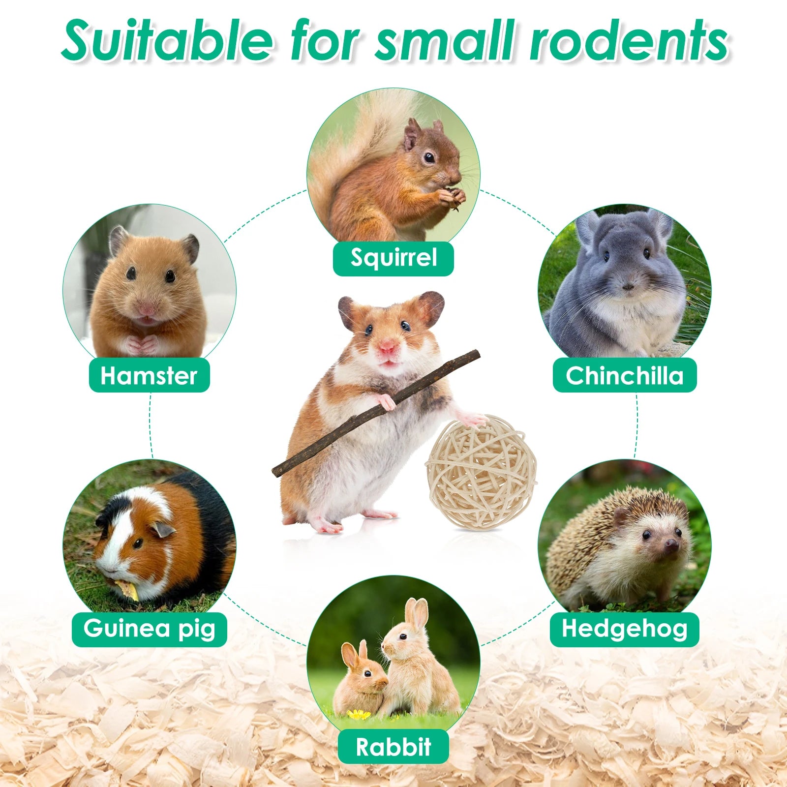Hamster Toys Set Rabbit Mouse Natural Small Animal Wood Guinea Pig Toys Teeth Cleaning Molar Grinding Caring Chewing Toy