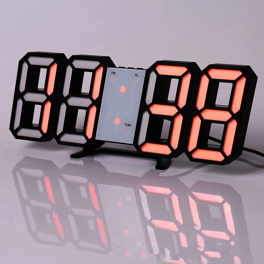3D LED Digital Wall Clock ,9.7", Large Display Table/ Desk Clock with Remote Control 12/24H Temperature