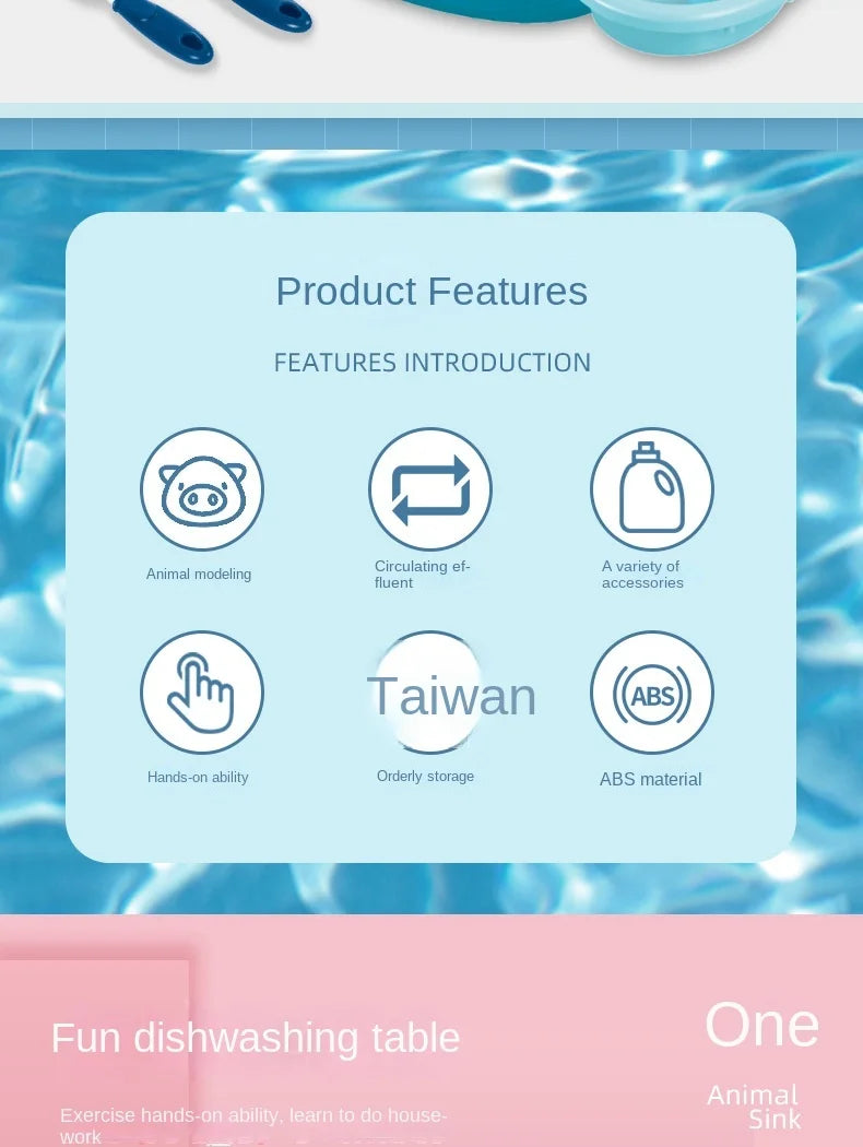 Kids Kitchen Sink Toys Electric Dishwasher Playing Toy with Running Water Pretend Play Food Fishing Toy Role Playing Girls Gift