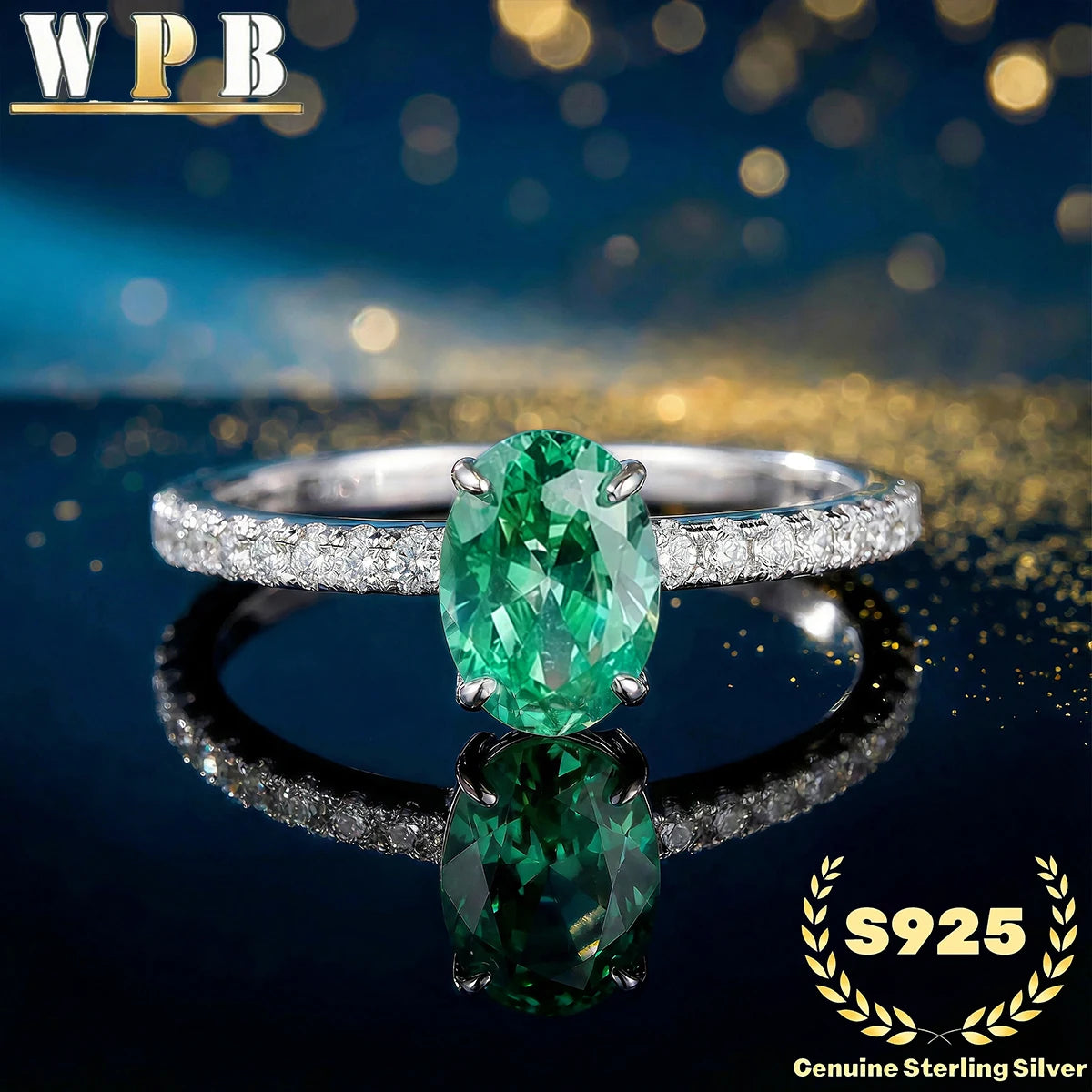 S925 Sterling Silver Ring 5x7mm Sparkling Oval Cut Paraiba Green&Blue CZ Luxury Elegant Gift for Valentine's Day and Birthday‌