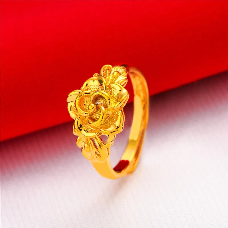 ANIID Dubai Gold Color Ring For Women Resizable Brazilian Wedding Bride Arabic Ethiopian Finger Ring Nigerian Jewellery Moroccan
