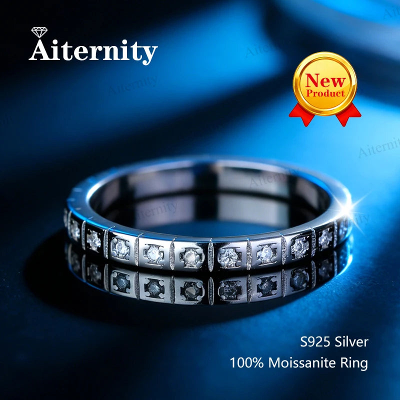 925 Sterling Silver Female Single Tail Ring100% Pass Diamond Tester Pen Moissanite Ring Matching Wedding Diamond Band for Women