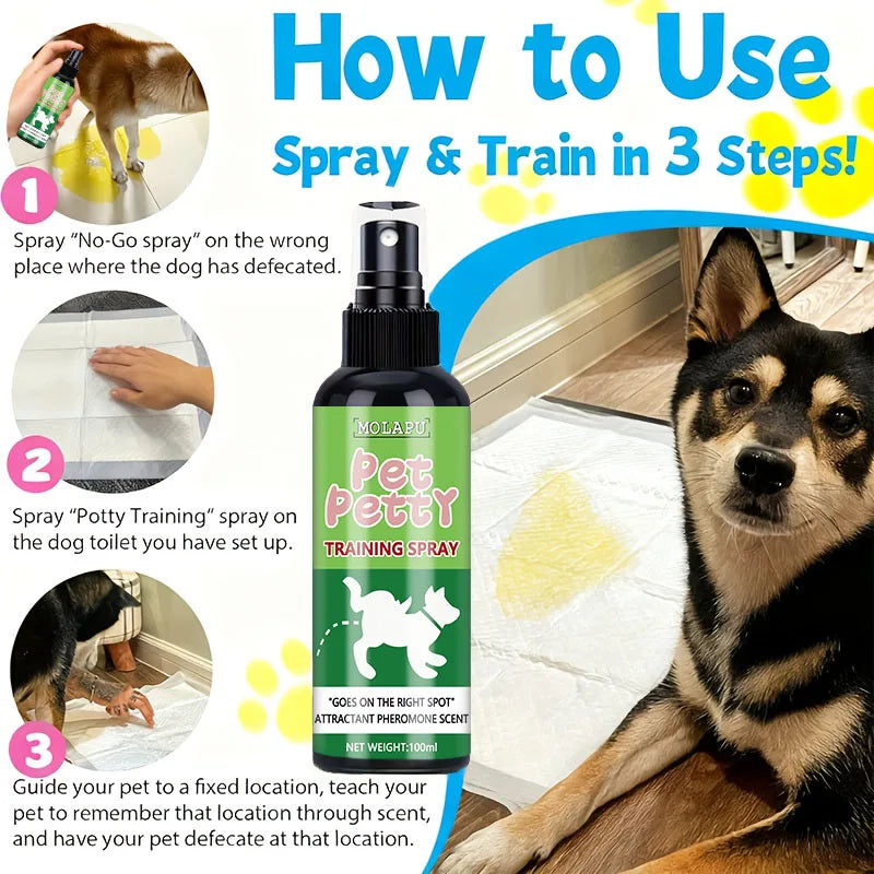 Instant Positioning Guide——Professional Pet Toilet Training Spray, Using Mild Pheromone Scent Signals to Help Puppies and Kittens Quickly Identify the Correct Indoor Location, Creating a Clean, Fast, and Mess-Free Daily H