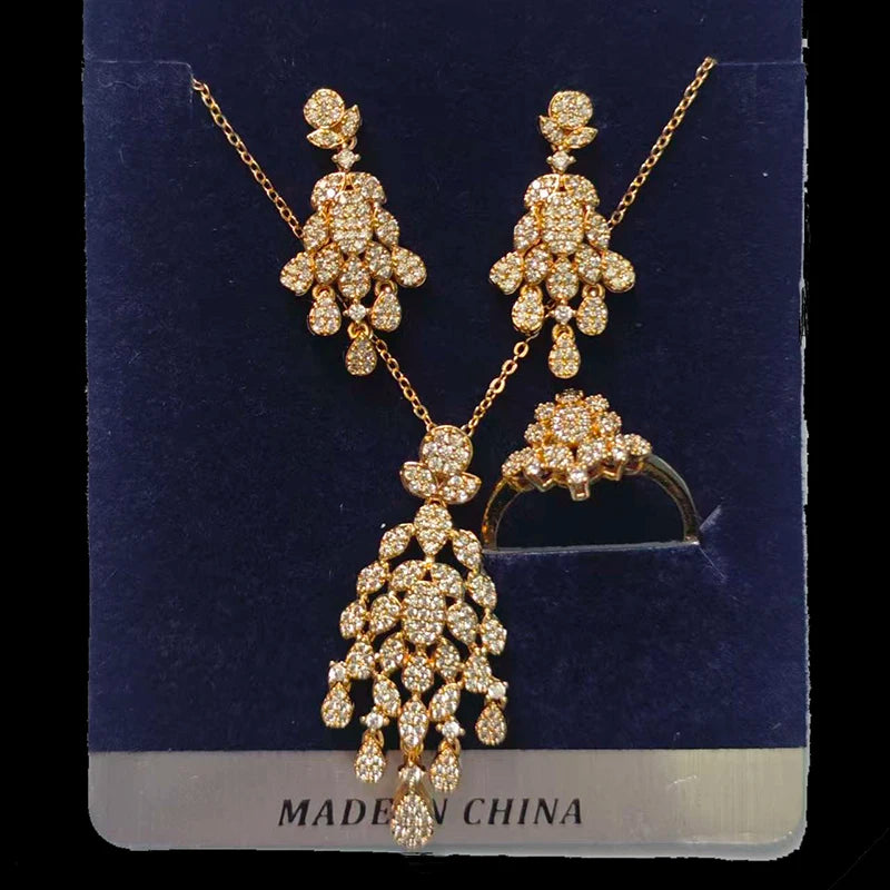 Jewelry Sets HADIYANA Vintage Elegant Wedding Bridal Crystal Jewels Cubic Zirconia CN4211 Accessories For Women