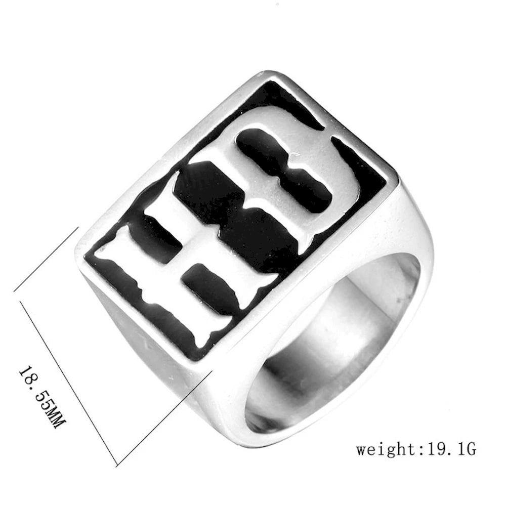 7/8/9/10/11/12/13 Stainless Steel Gold Silver Color Letter HD Waterproof Men Ring Punk Finger Jewelry Drop Shipping Wholesale